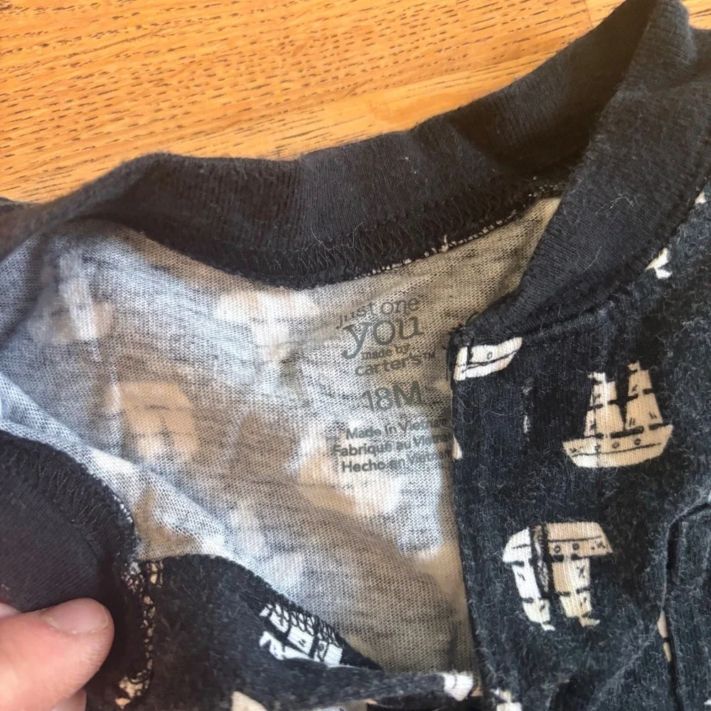 Just One You Carters Baby‎ Romper Black Ship Print 18 Months Boats Fisherman
